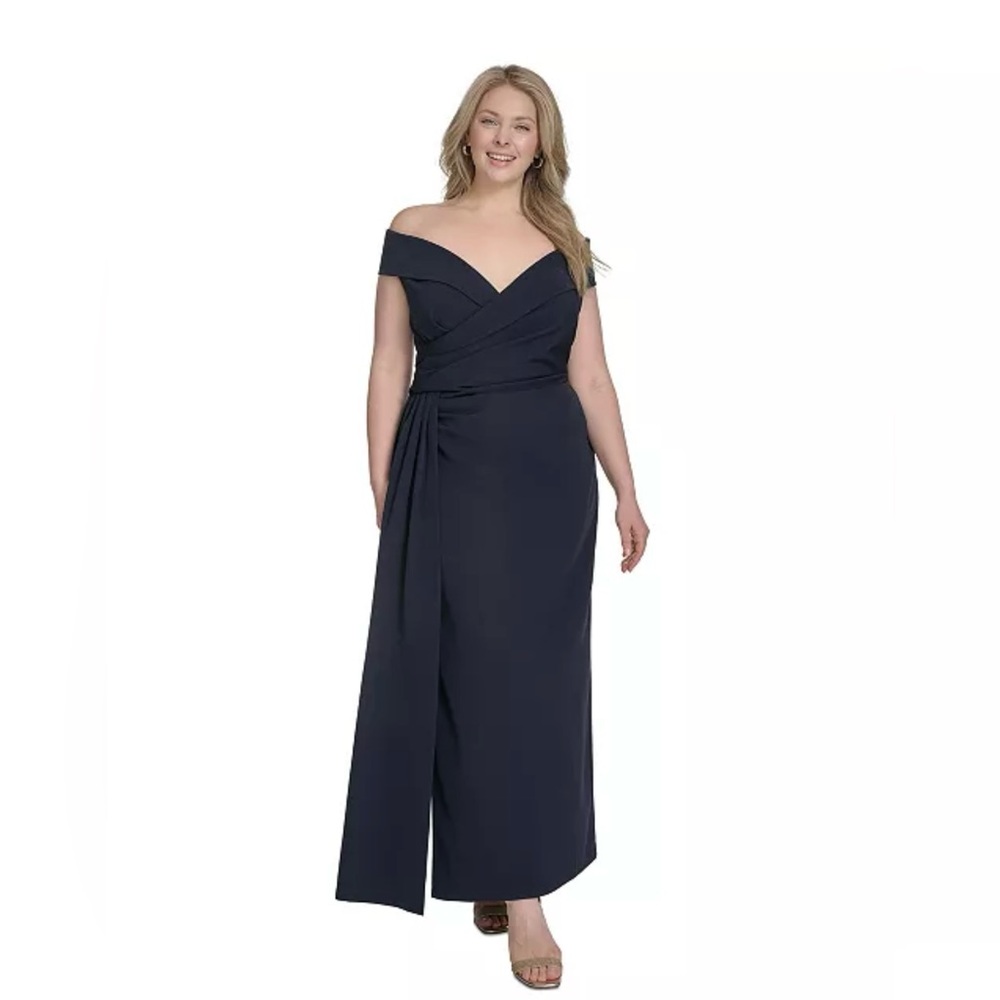 Eliza J Blue One Shoulder Gown with Slit